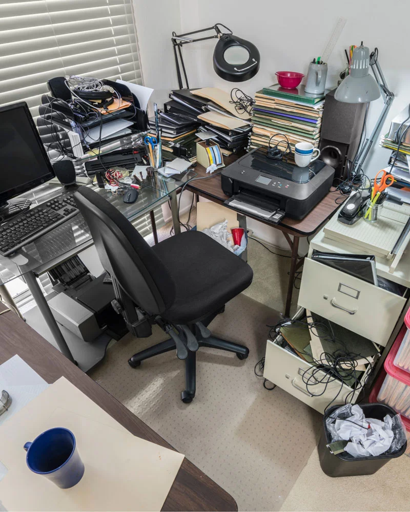 Treylers. cluttered office before junk removal services